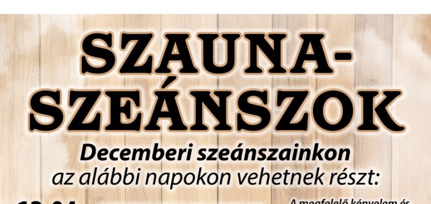 2024. decemberi szauna szeánszok